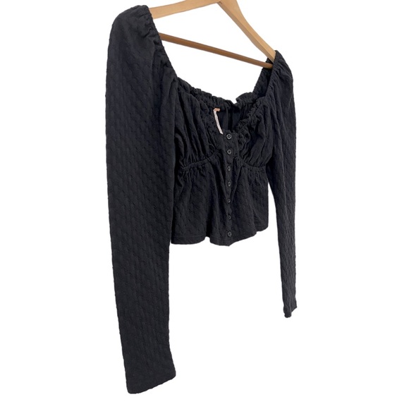 Free People Ladybug black pheasant top. - Picture 8 of 10